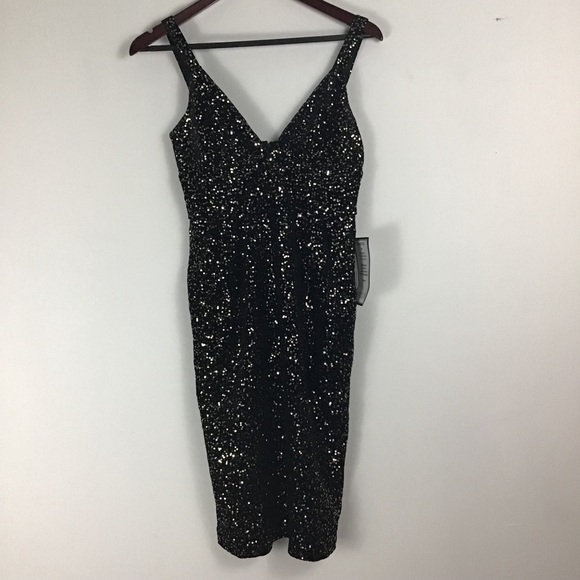 NWT! Jill Stuart Velvet Gold Sequin Pocket Midi Dress 2 - Picture 4 of 6